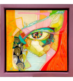 Original artwork on wood. “Tapadä XIV” framed 20x20cm